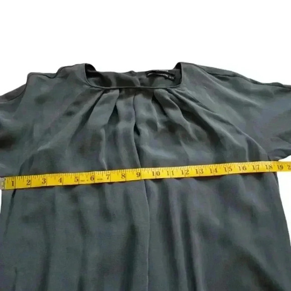Club Monaco Blouse Shirred Silk Top Grey Statement Sleeves Women's Extra Small - Picture 11 of 12